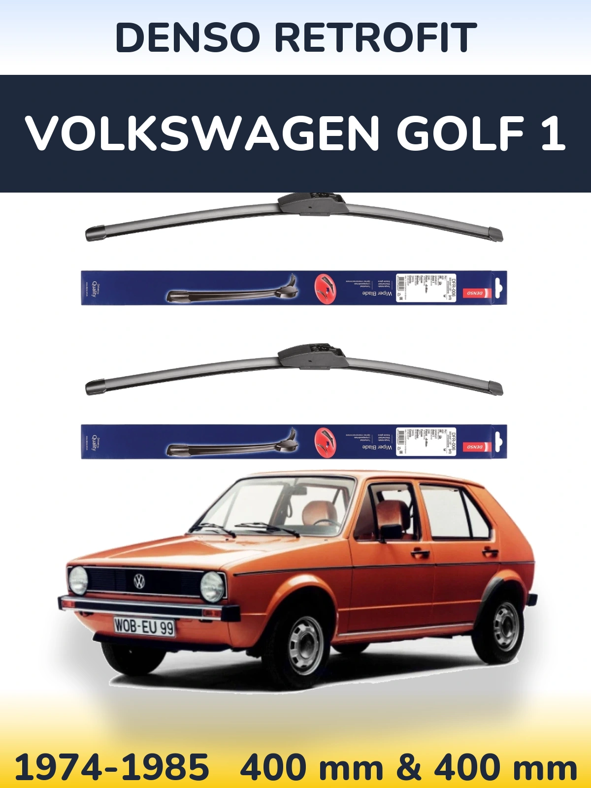Комплект передних дворников Denso Retrofit 400 & 400 мм для Volkswagen Golf 1 1974-1985