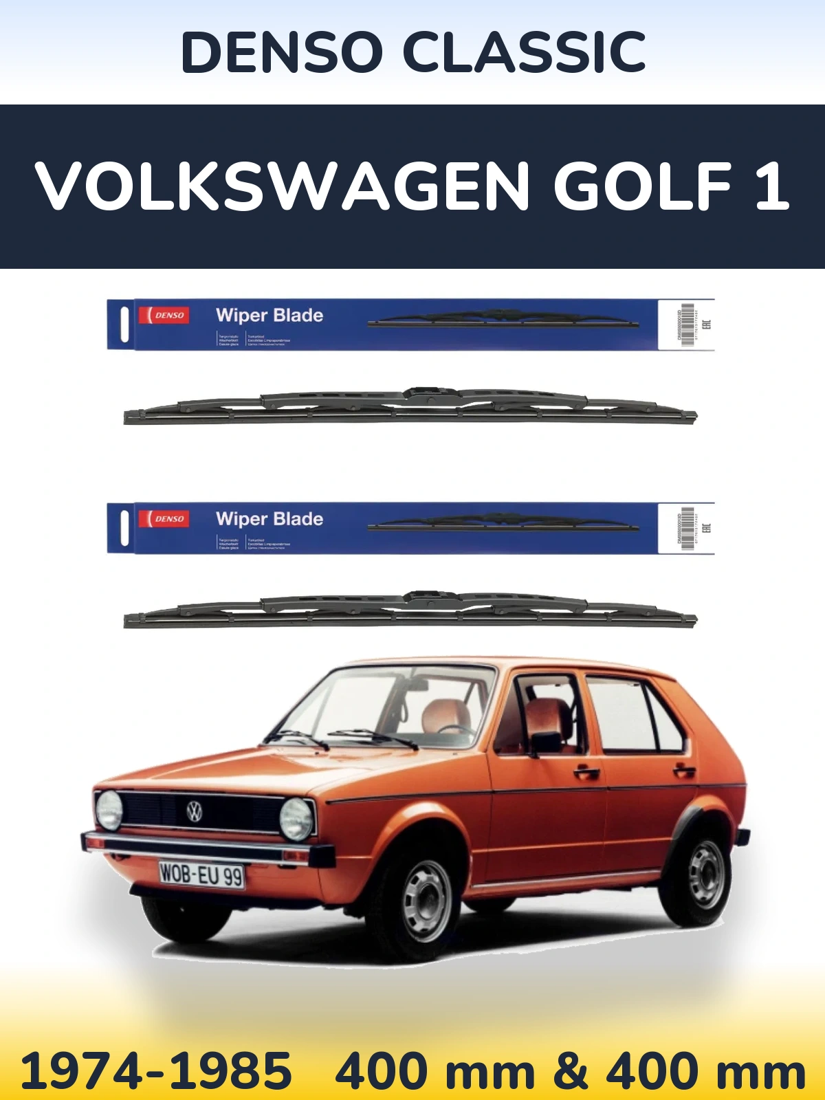 Комплект передних дворников Denso Classic 400 & 400 мм для Volkswagen Golf 1 1974-1985