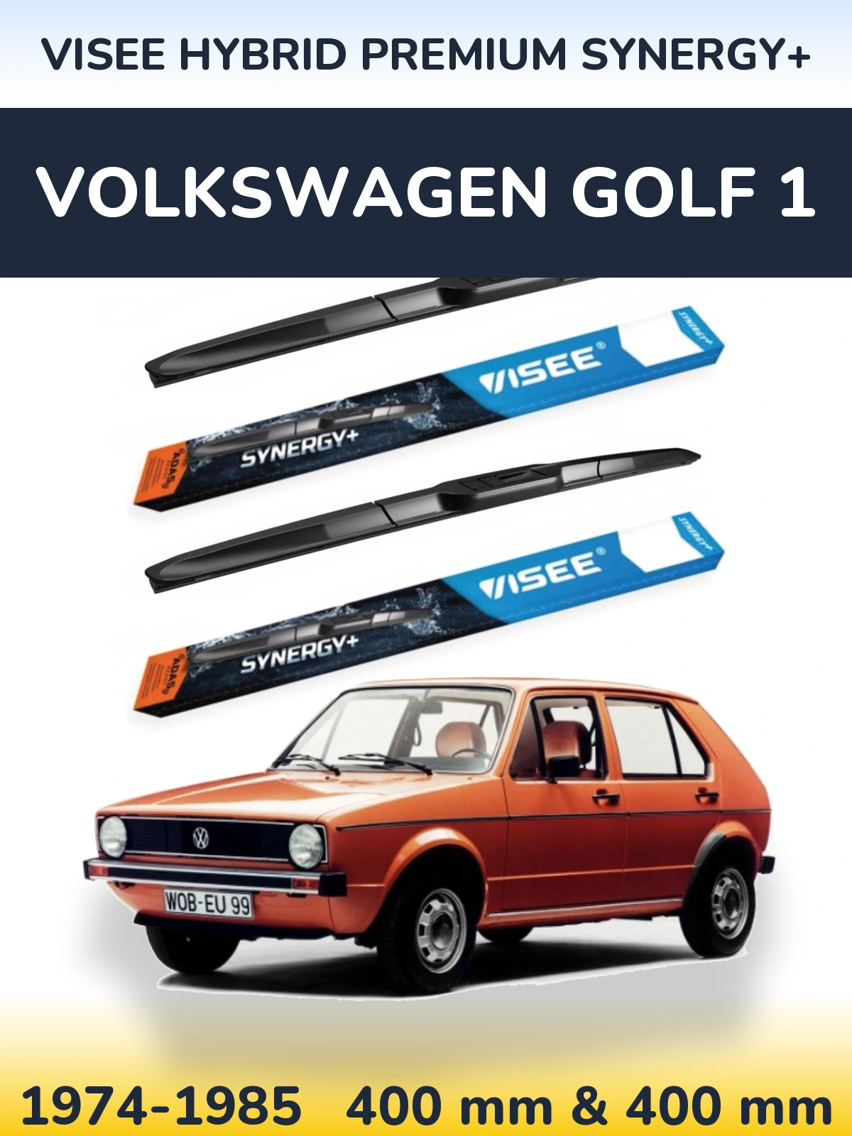 Комплект передних дворников VISEE HYBRID PREMIUM SYNERGY+ 400 & 400 мм для Volkswagen Golf 1 1974-1985