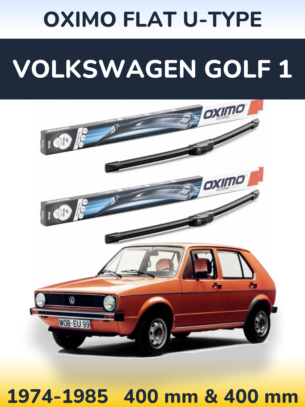 Komplet przednich wycieraczek Oximo Flat U-type 400 & 400 mm do Volkswagen Golf 1 1974-1985
