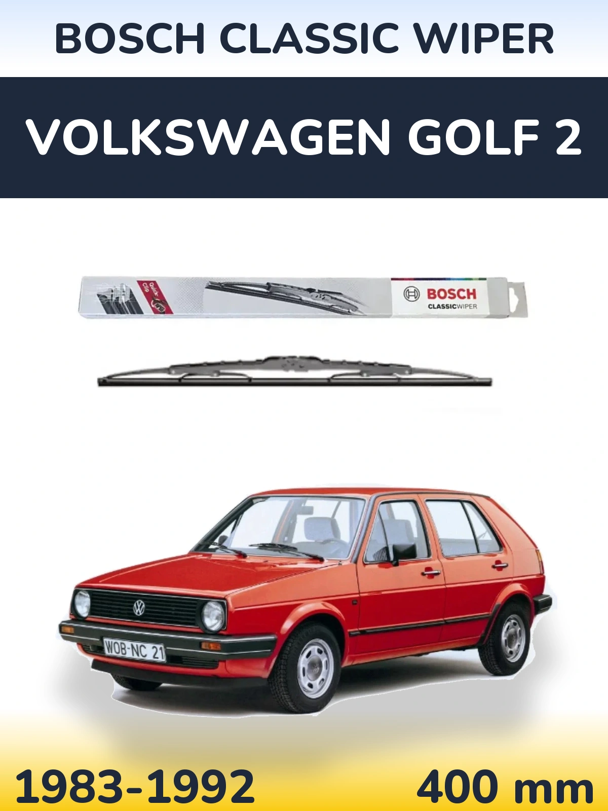 Задня щітка BOSCH Classic Wiper 400 мм для Volkswagen Golf 2 1983-1992