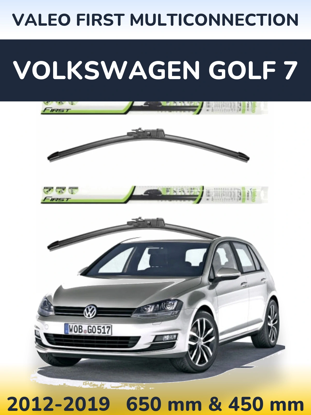 Комплект передних дворников Valeo First MultiConnection 650 & 450 мм для Volkswagen Golf 7 2012-2019