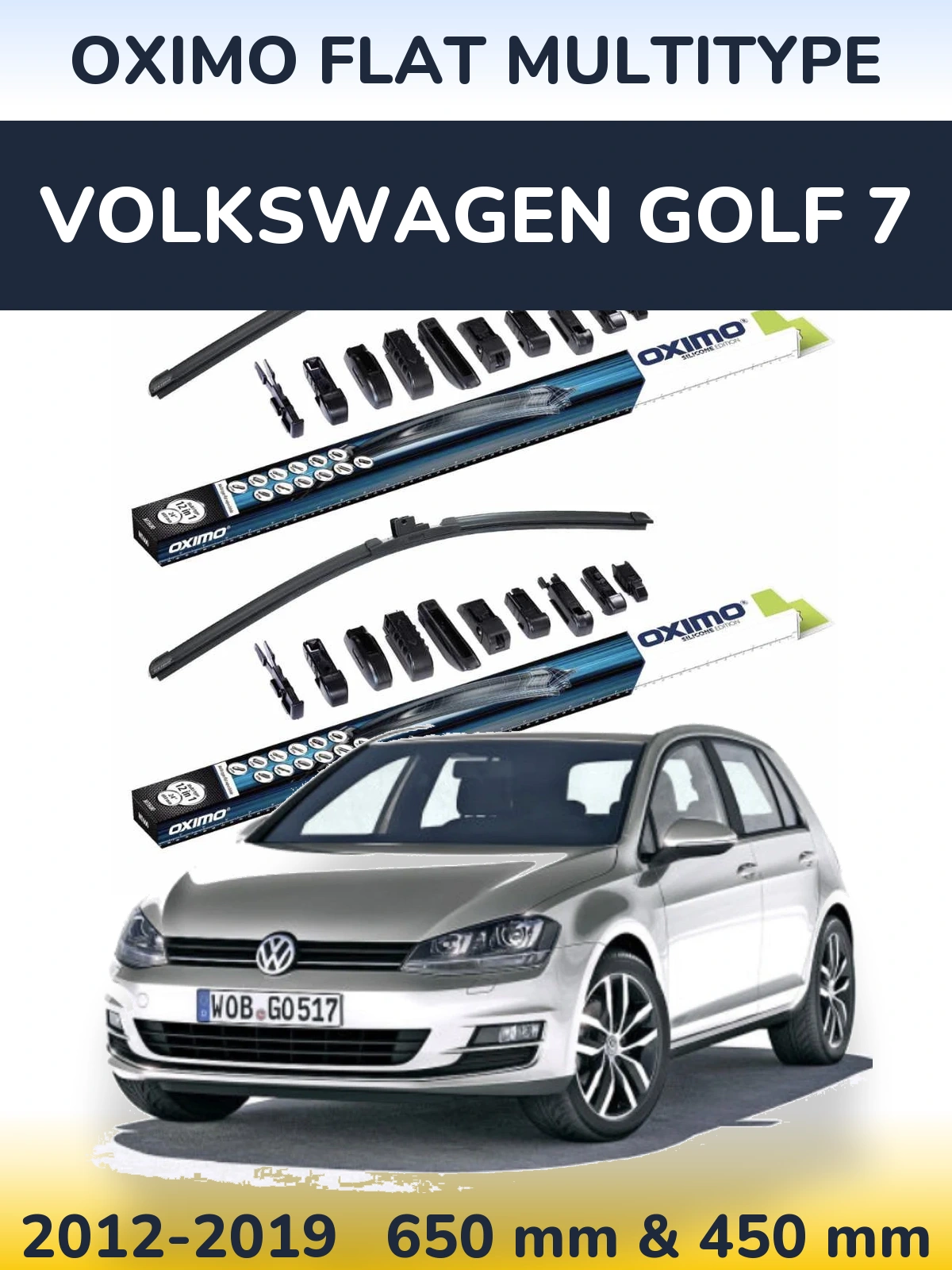 Komplet przednich wycieraczek Oximo Flat MultiType 650 & 450 mm do Volkswagen Golf 7 2012-2019