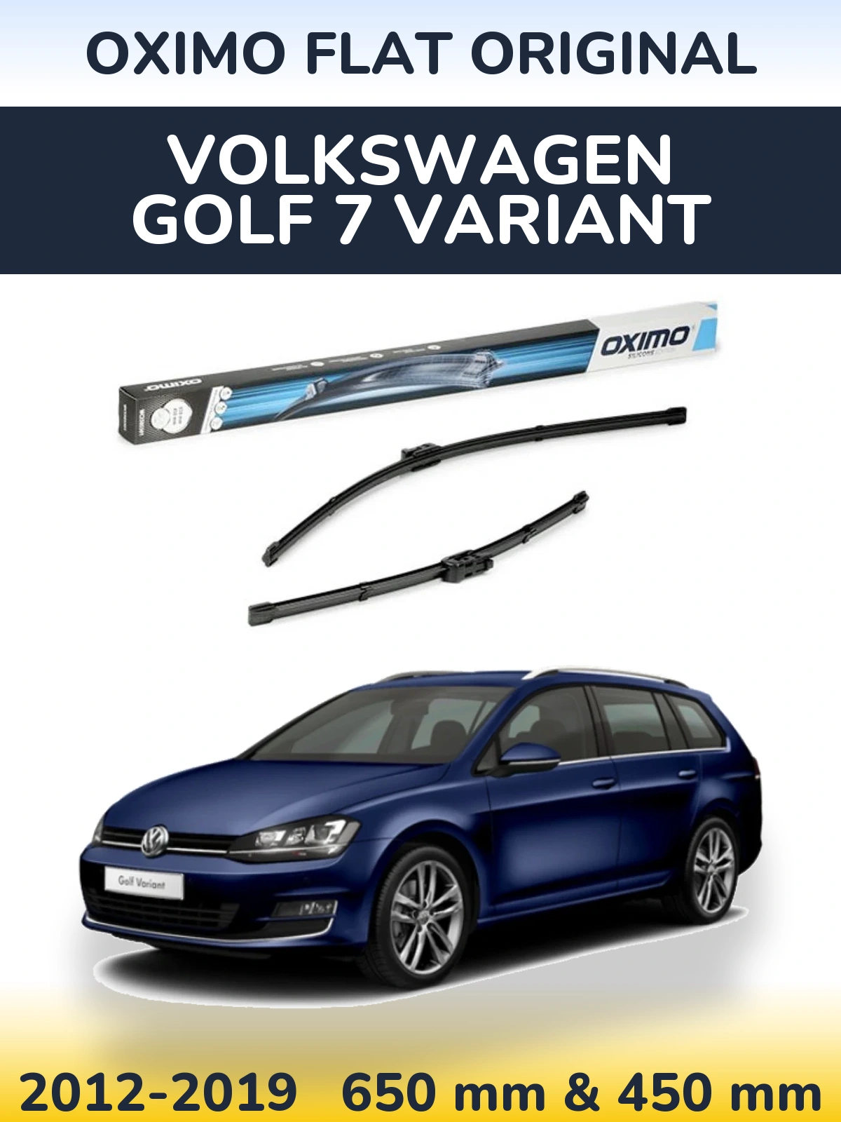 Комплект передніх щіток Oximo Flat Original 650 & 450 мм для Volkswagen Golf 7 Variant 2012-2019