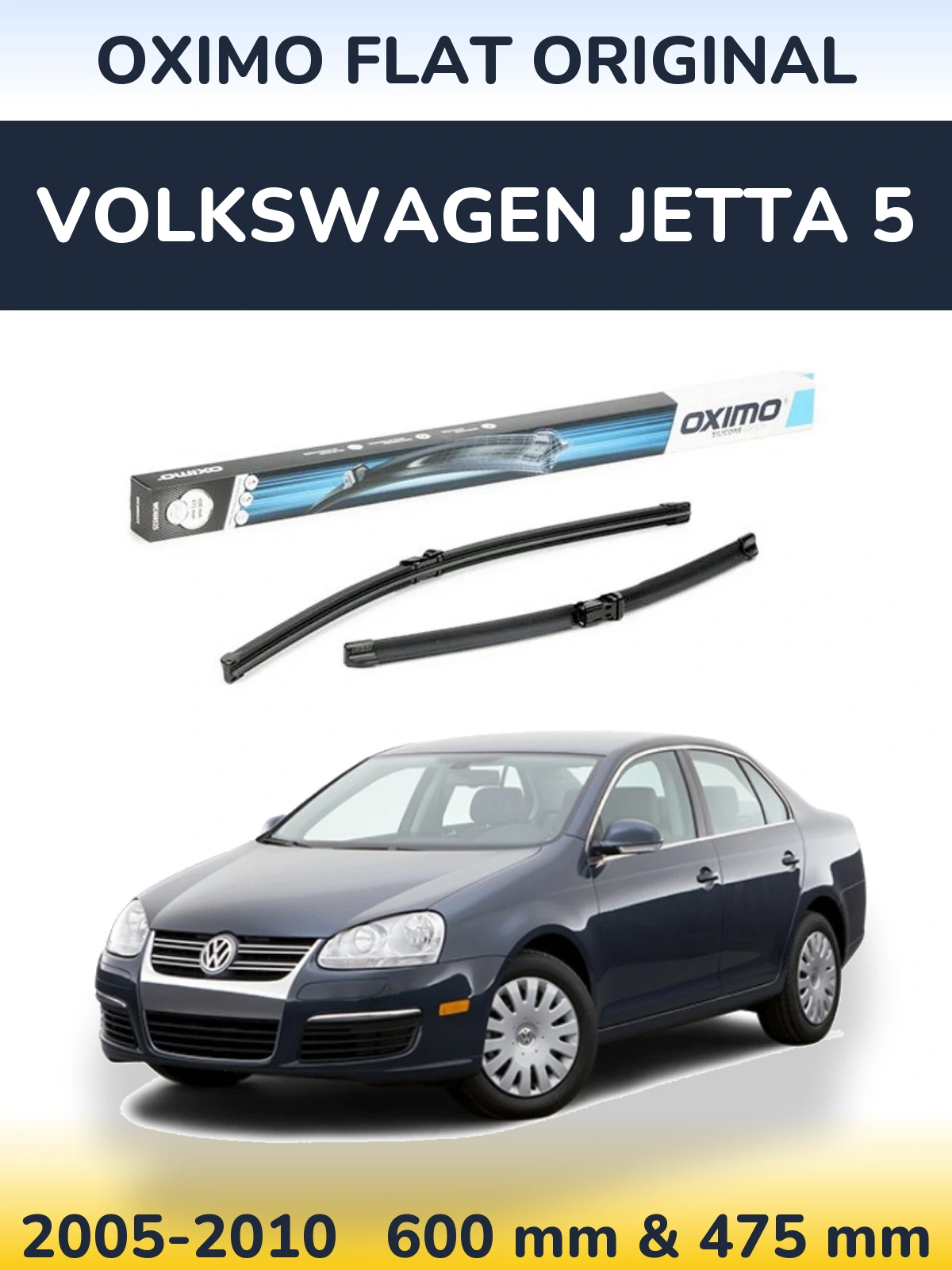 Komplet przednich wycieraczek Oximo Flat Original 600 & 475 mm do Volkswagen Jetta 5 2005-2010