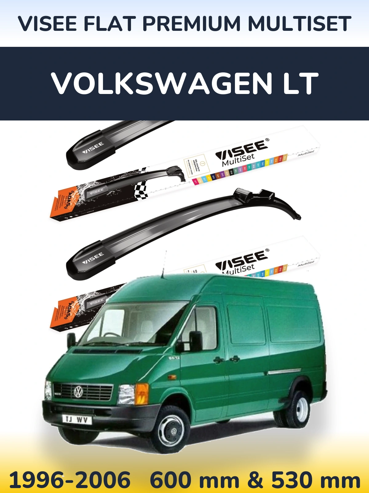 Komplet przednich wycieraczek VISEE FLAT PREMIUM MultiSet 600 & 530 mm do Volkswagen LT 1996-2006