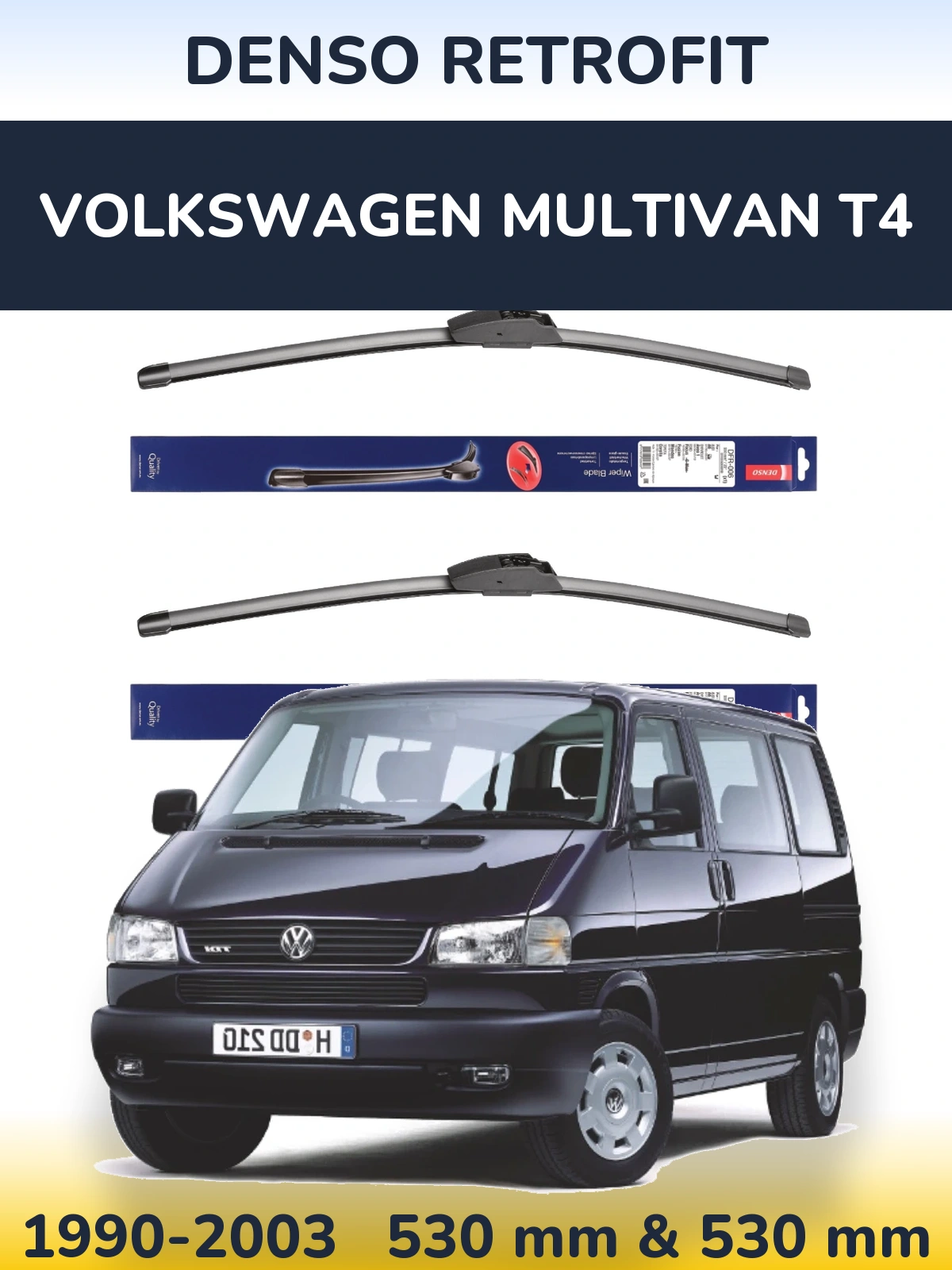 Комплект передних дворников Denso Retrofit 530 & 530 мм для Volkswagen Multivan T4 1990-2003