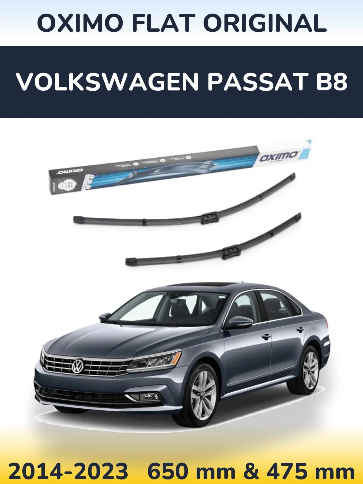 Komplet przednich wycieraczek Oximo Flat Original 650 & 475 mm do Volkswagen Passat B8 2014-2023