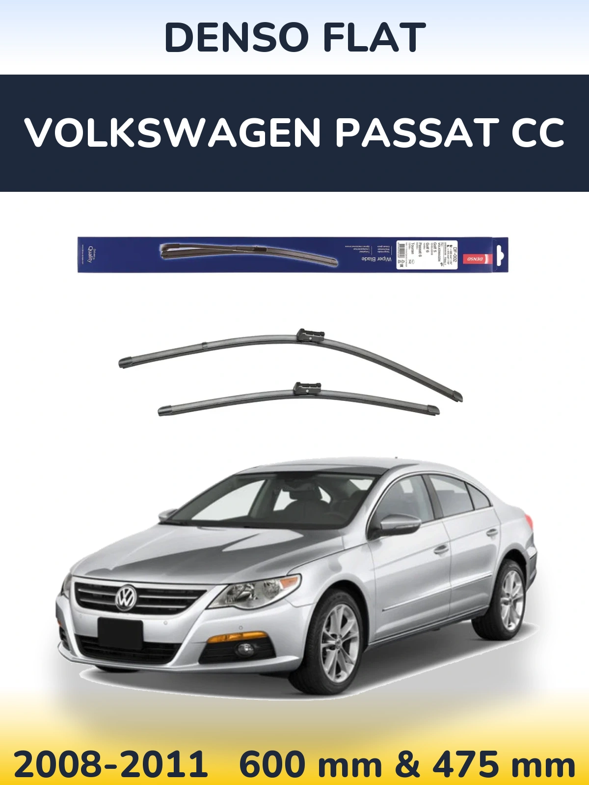Комплект передних дворников Denso Flat 600 & 475 мм для Volkswagen Passat CC 2008-2011