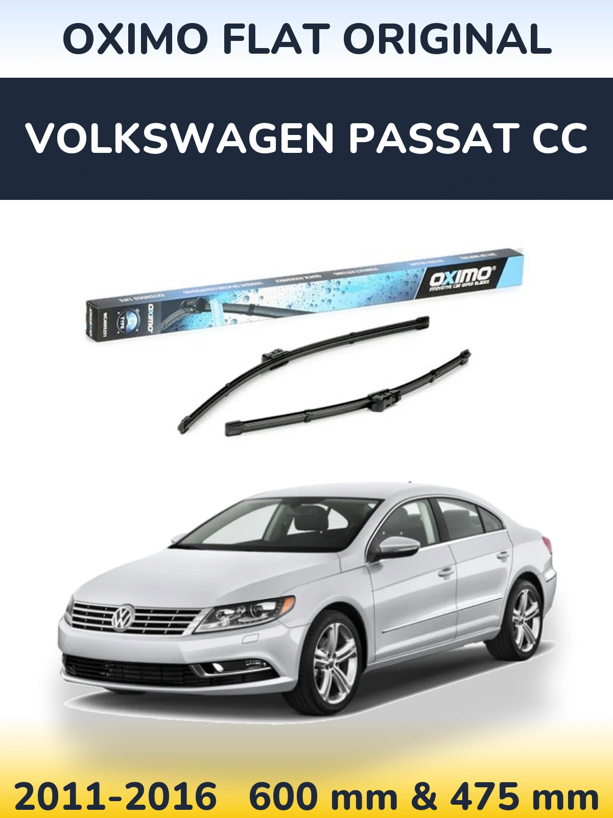 Комплект передніх щіток Oximo Flat Original 600 & 475 мм для Volkswagen Passat CC 2011-2016
