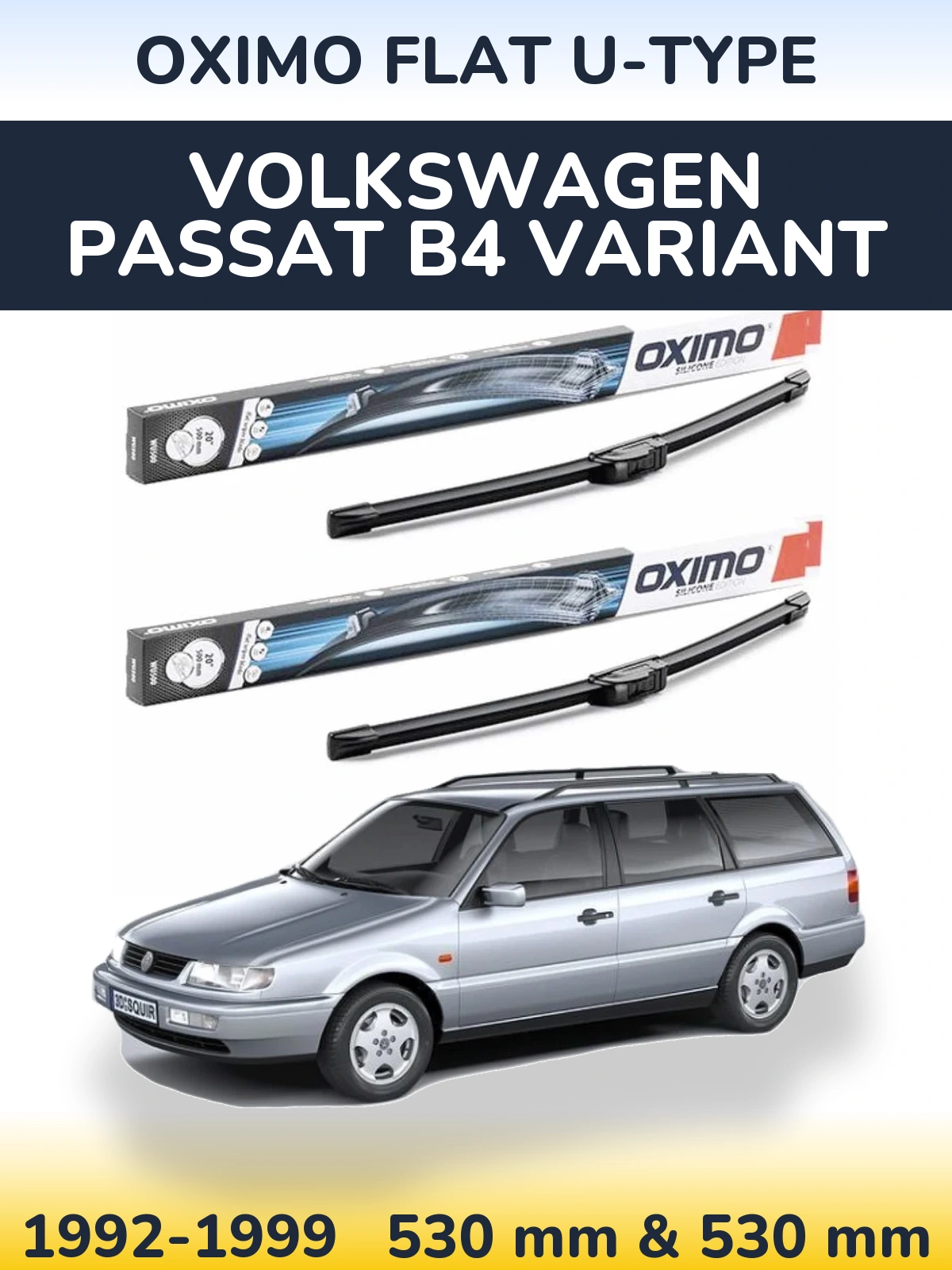 Komplet przednich wycieraczek Oximo Flat U-type 530 & 530 mm do Volkswagen Passat B4 Variant 1992-1999