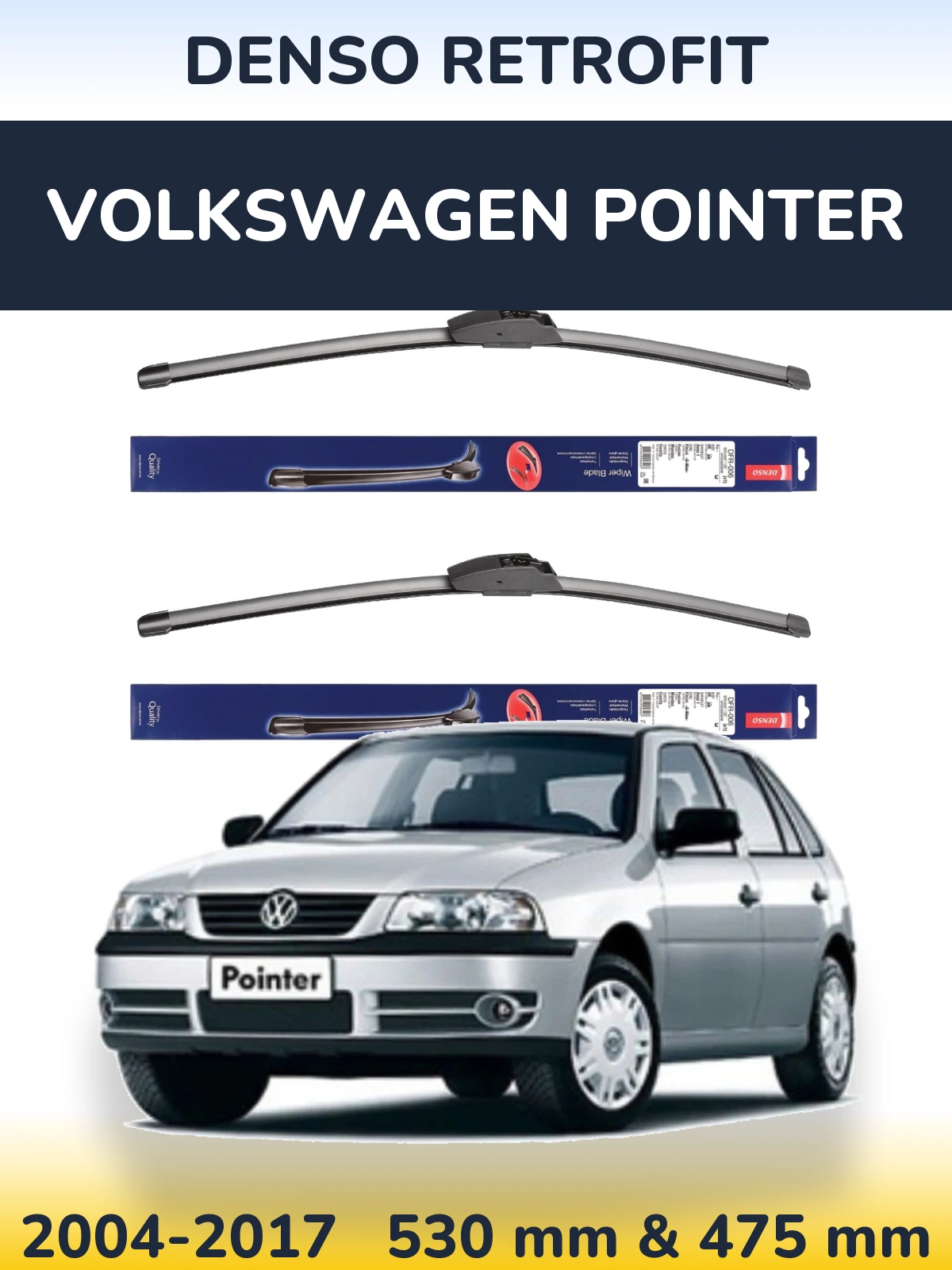 Komplet przednich wycieraczek Denso Retrofit 530 & 475 mm do Volkswagen Pointer 2004-2017