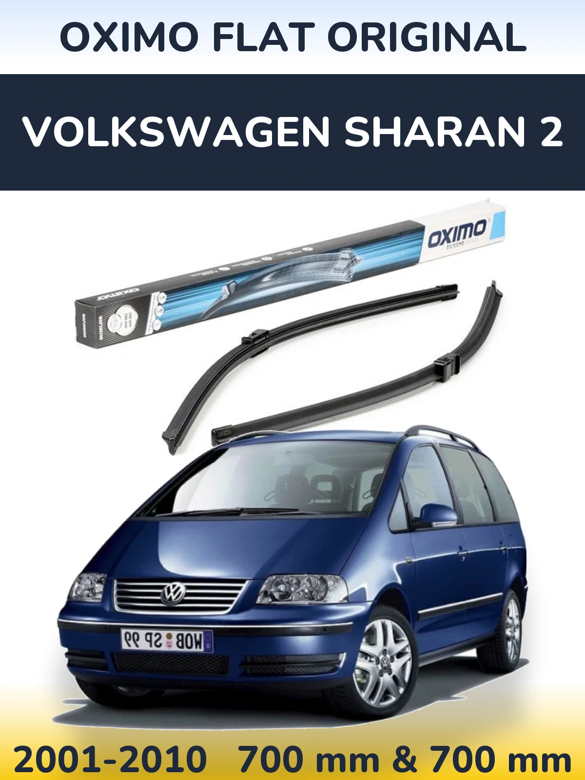 Front wiper blade set Oximo Flat Original 700 & 700 mm for Volkswagen Sharan 2 2001-2010