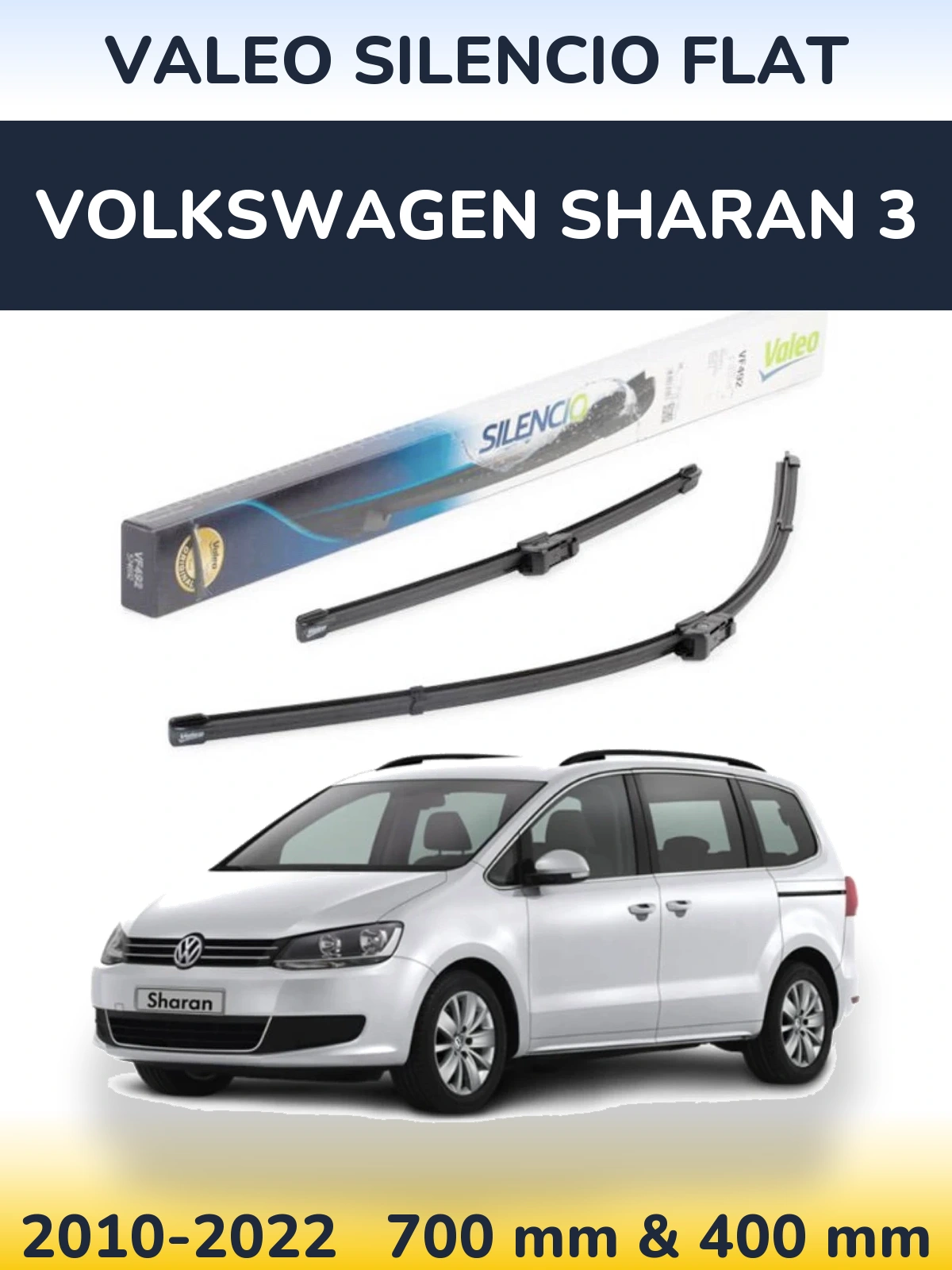 Комплект передніх щіток Valeo Silencio Flat 700 & 400 мм для Volkswagen Sharan 3 2010-2022