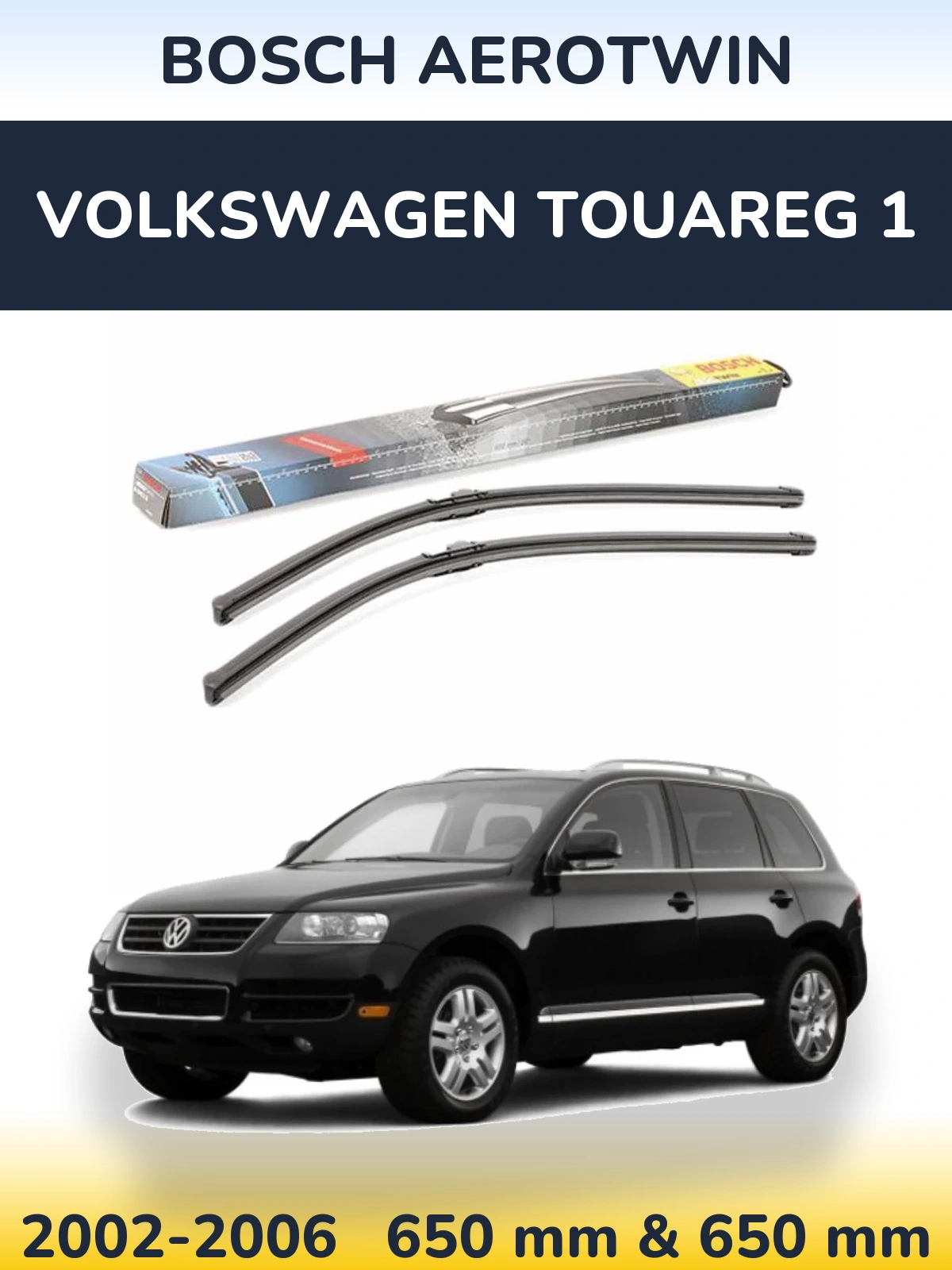 Komplet przednich wycieraczek BOSCH AeroTwin 650 & 650 mm do Volkswagen Touareg 1 2002-2006