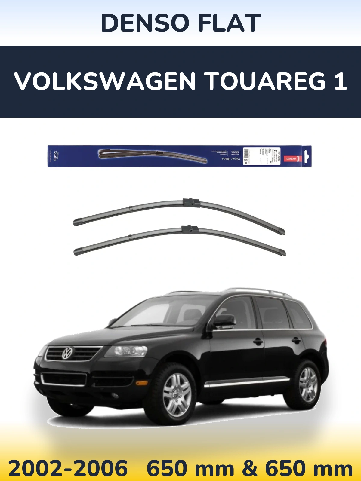 Komplet przednich wycieraczek Denso Flat 650 & 650 mm do Volkswagen Touareg 1 2002-2006