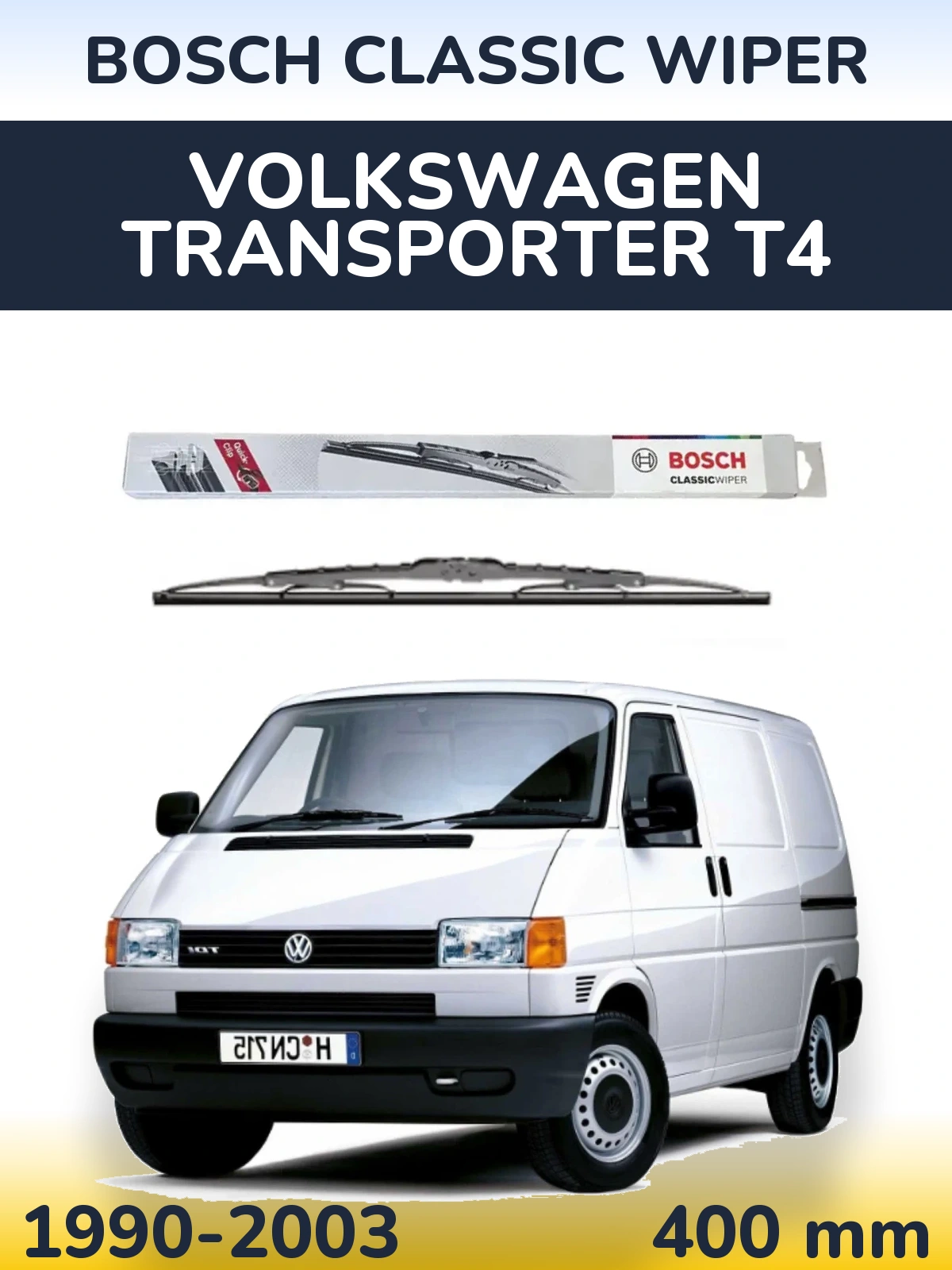 Rear wiper blade BOSCH Classic Wiper 400 mm for Volkswagen Transporter T4 1990-2003