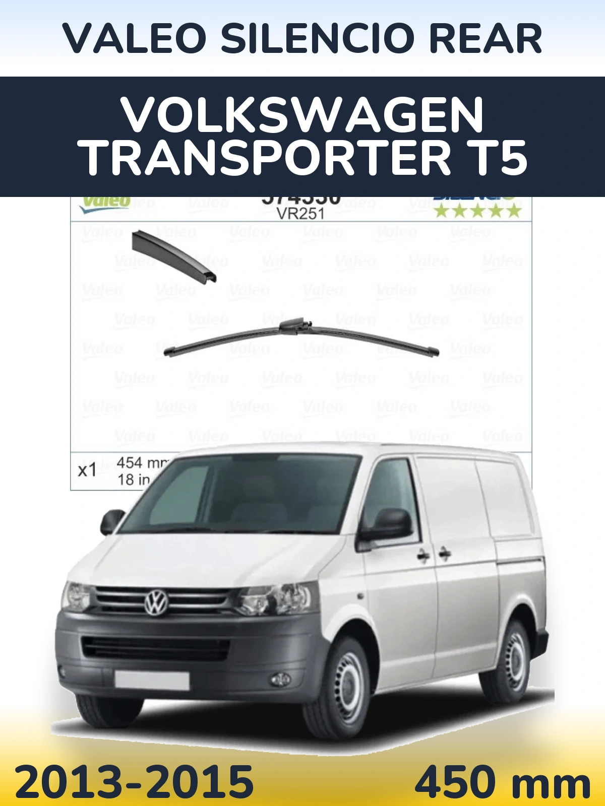 Tylna wycieraczka Valeo Silencio Rear 454 mm do Volkswagen Transporter T5 2013-2015