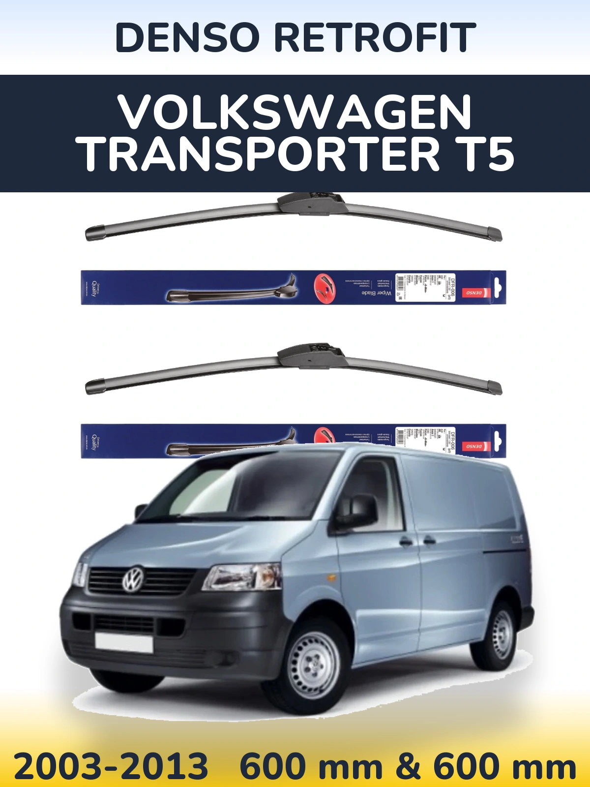 Komplet przednich wycieraczek Denso Retrofit 600 & 600 mm do Volkswagen Transporter T5 2003-2013