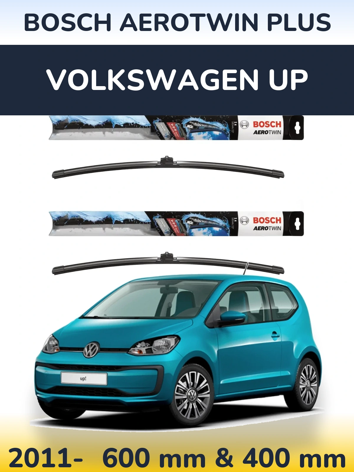 Komplet przednich wycieraczek BOSCH AeroTwin Plus 600 & 400 mm do Volkswagen Up 2011-2026