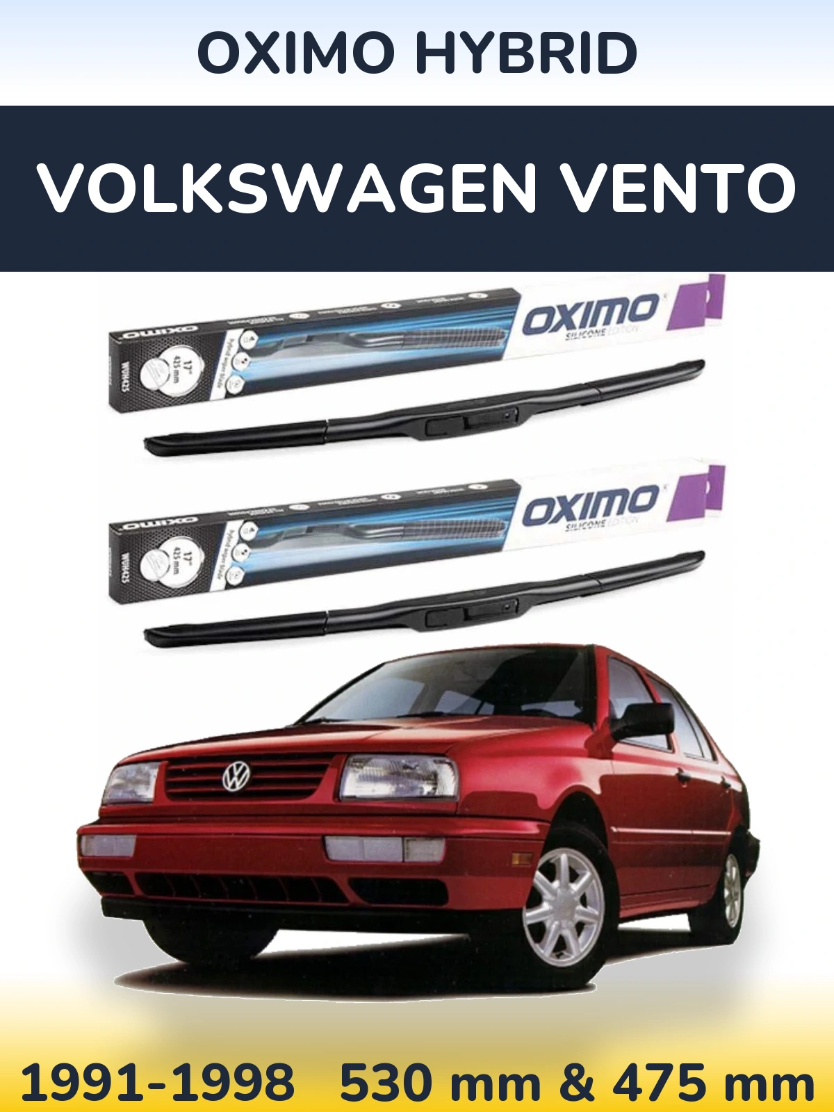 Комплект передних дворников Oximo Hybrid 530 & 475 мм для Volkswagen Vento 1991-1998