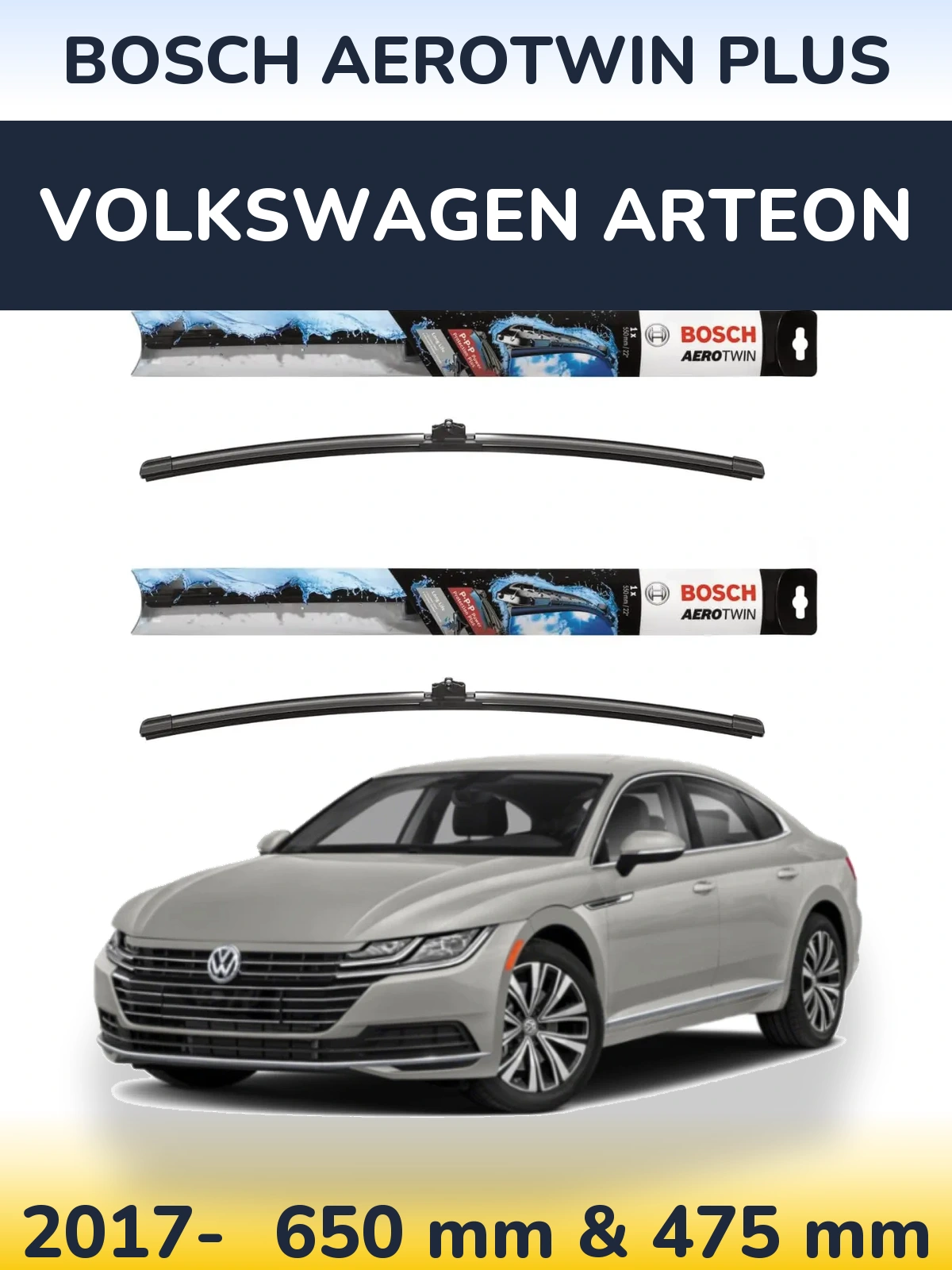 Komplet przednich wycieraczek BOSCH AeroTwin Plus 650 & 475 mm do Volkswagen Arteon 2017-2026
