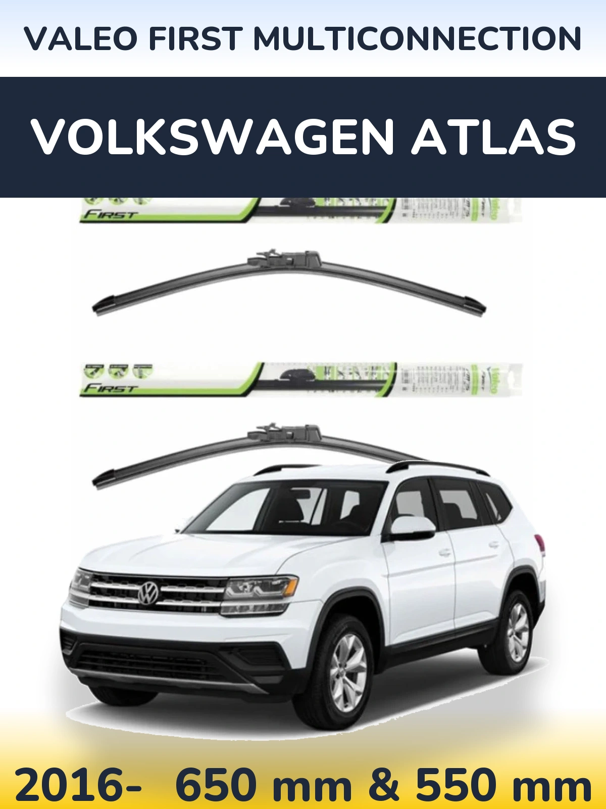 Komplet przednich wycieraczek Valeo First MultiConnection 650 & 550 mm do Volkswagen Atlas 2016-2026