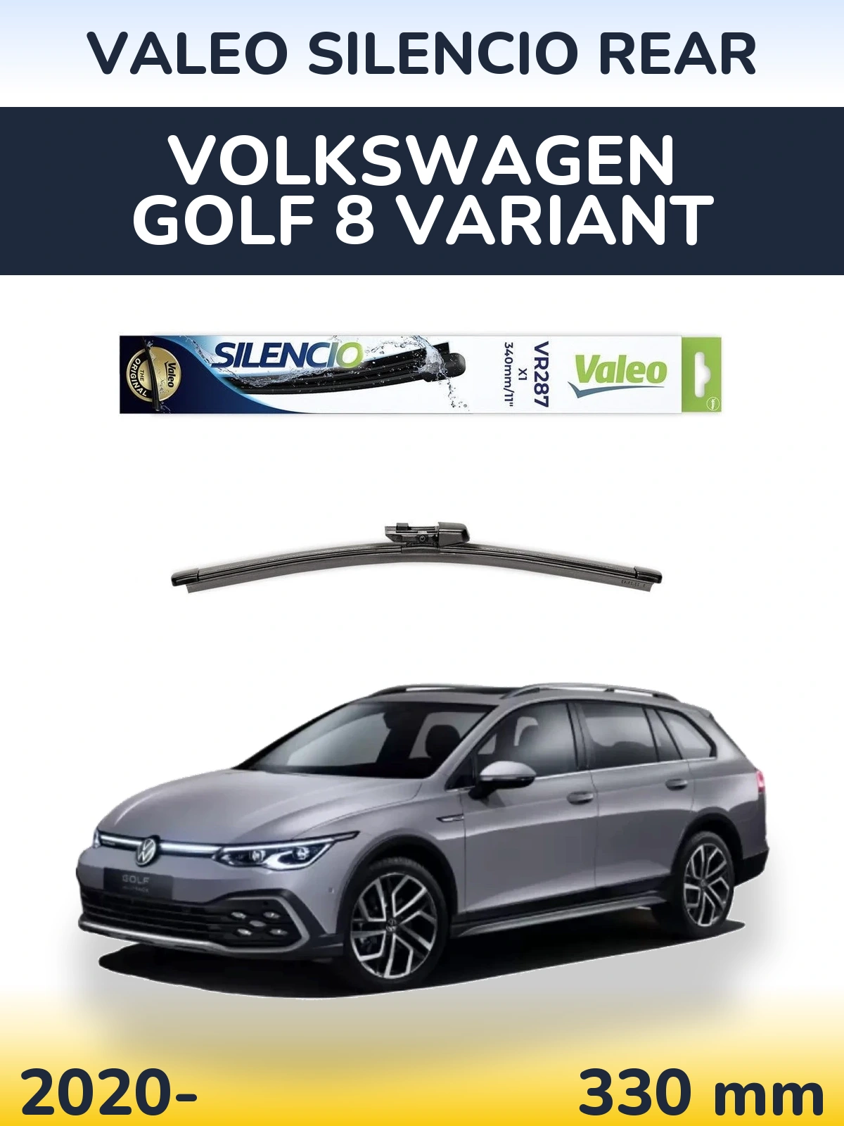 Rear wiper blade Valeo Silencio Rear 340 mm for Volkswagen Golf 8 Variant 2020-2026