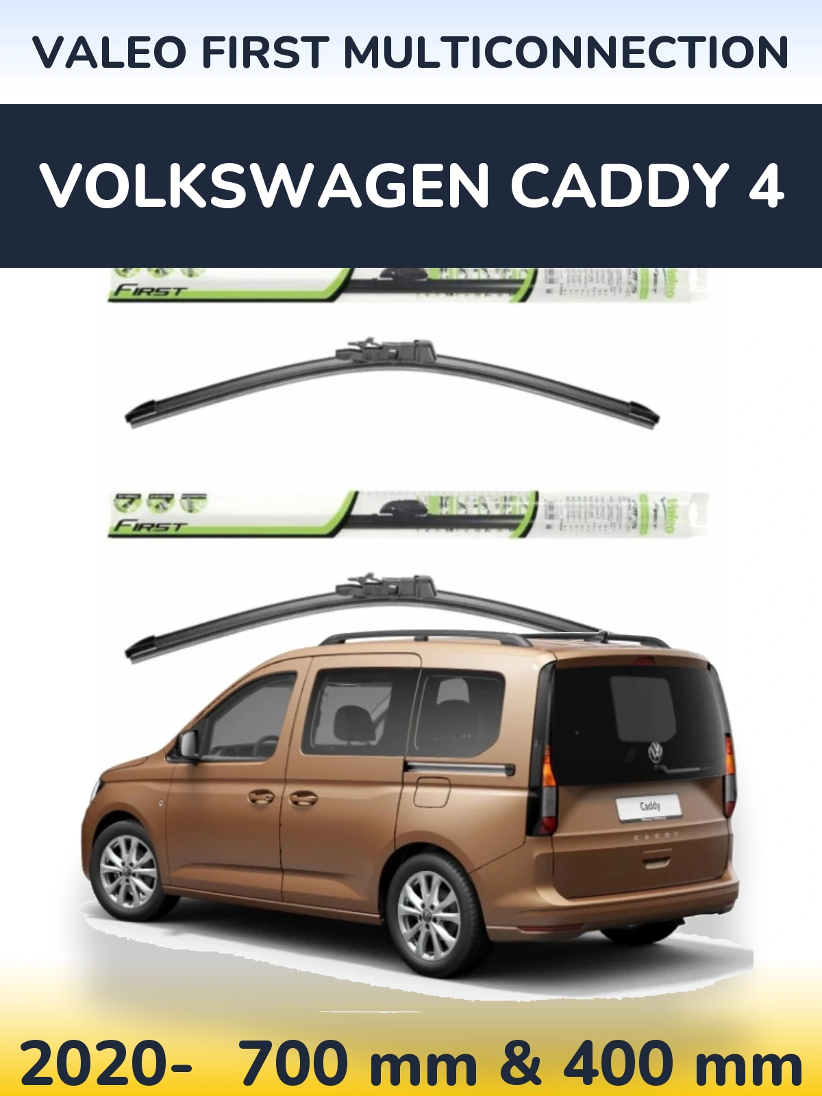 Komplet przednich wycieraczek Valeo First MultiConnection 700 & 400 mm do Volkswagen Caddy 4 2020-2026