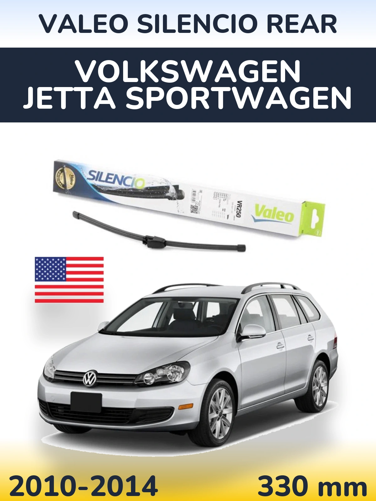 Rear wiper blade Valeo Silencio Rear 335 mm for Volkswagen Jetta SportWagen 2010-2014