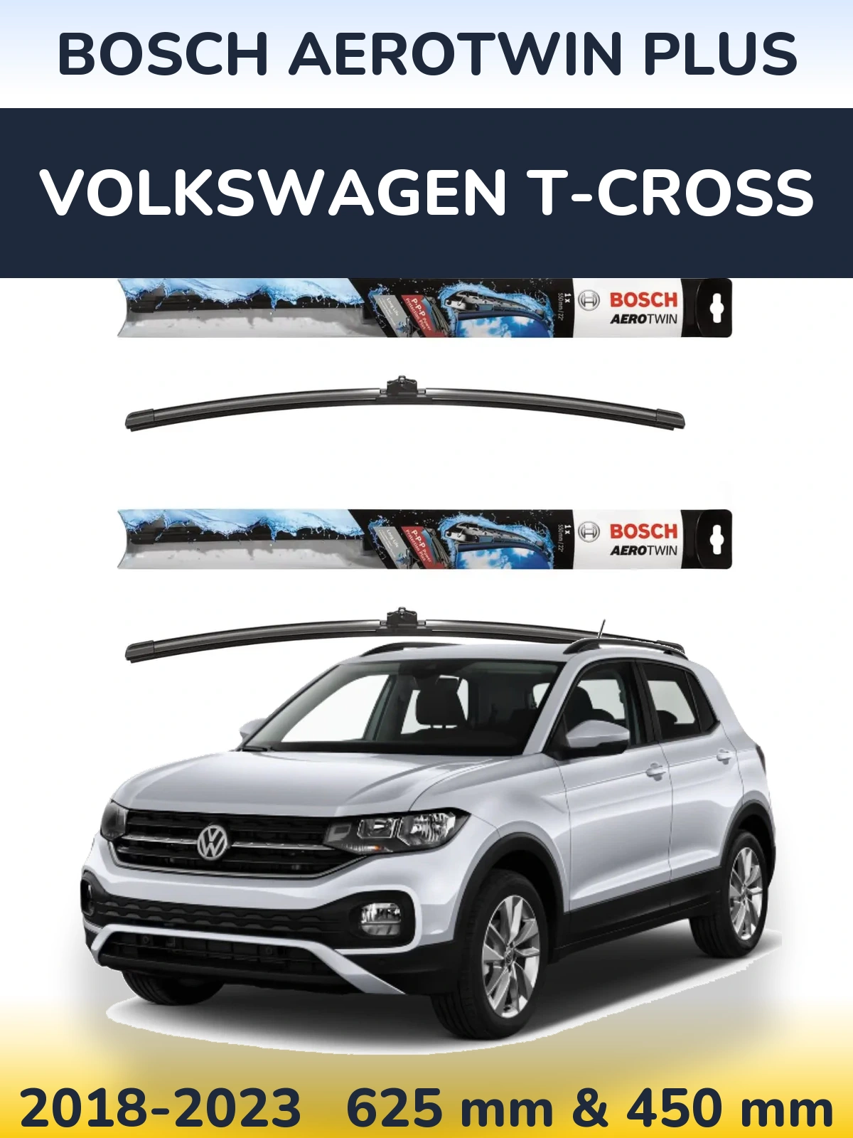 Komplet przednich wycieraczek BOSCH AeroTwin Plus 600 & 450 mm do Volkswagen T-Cross 2018-2023