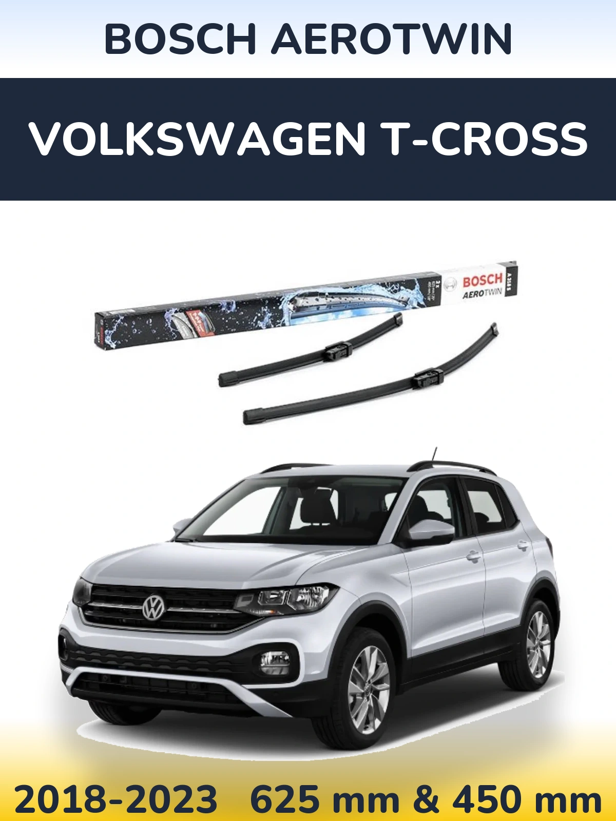 Komplet przednich wycieraczek BOSCH AeroTwin 625 & 450 mm do Volkswagen T-Cross 2018-2023