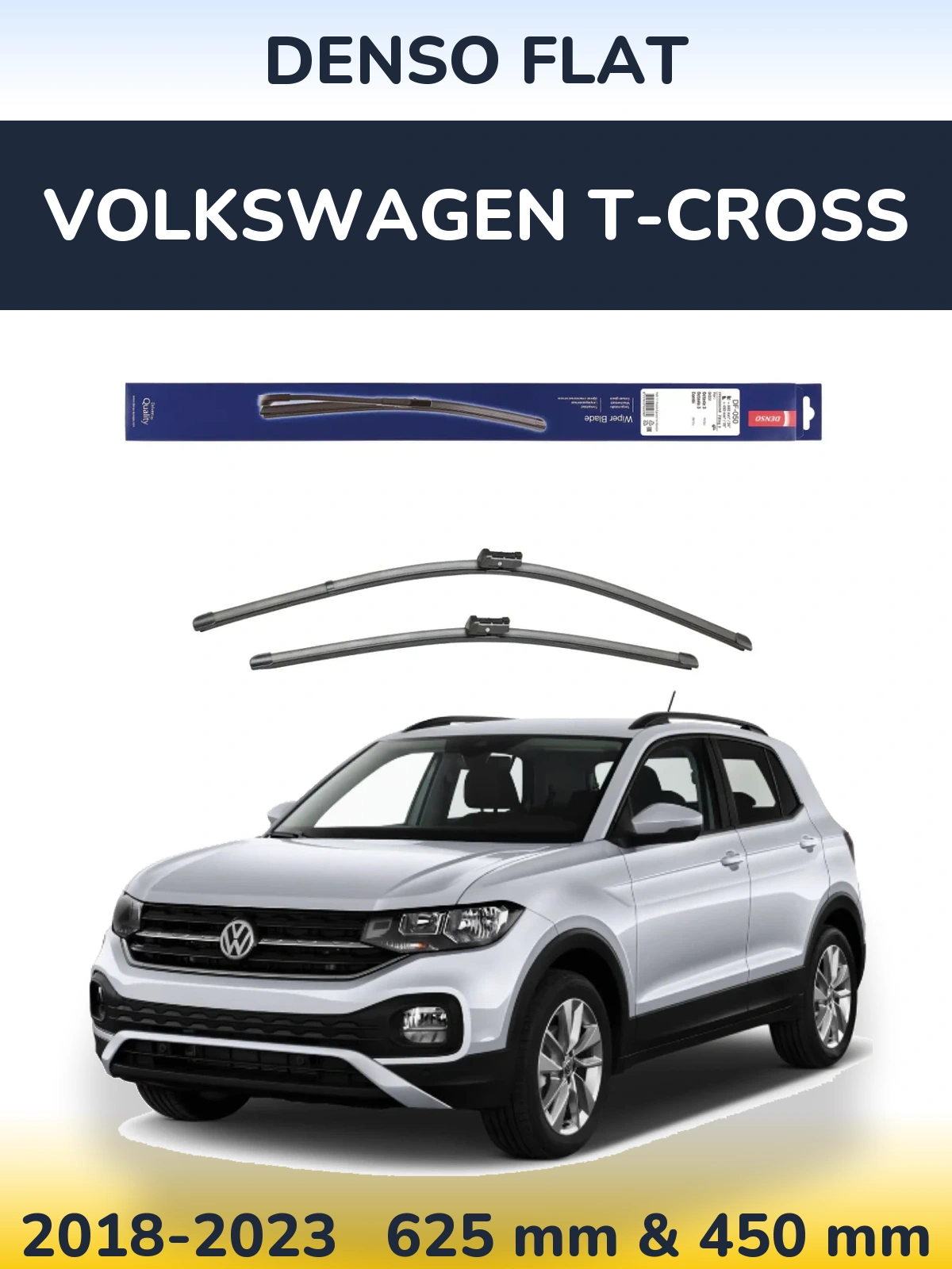 Komplet przednich wycieraczek Denso Flat 600 & 450 mm do Volkswagen T-Cross 2018-2023