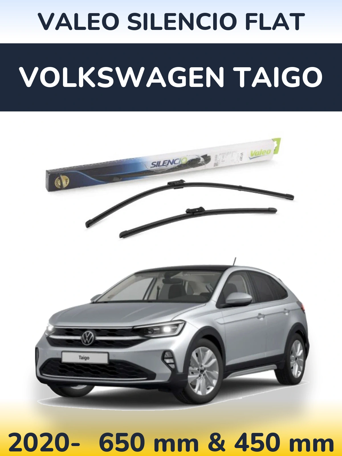 Komplet przednich wycieraczek Valeo Silencio Flat 650 & 450 mm do Volkswagen Taigo 2020-2026