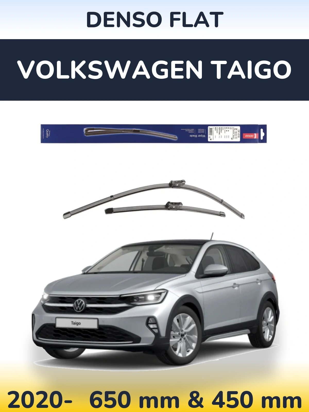Komplet przednich wycieraczek Denso Flat 650 & 450 mm do Volkswagen Taigo 2020-2026
