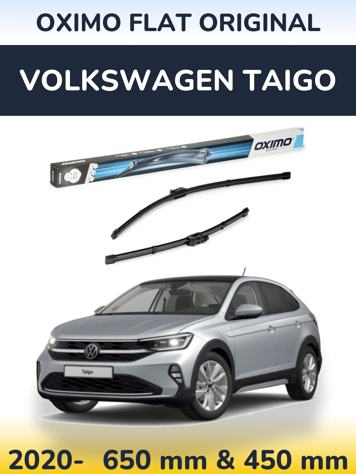 Комплект передніх щіток Oximo Flat Original 650 & 450 мм для Volkswagen Taigo 2020-2026