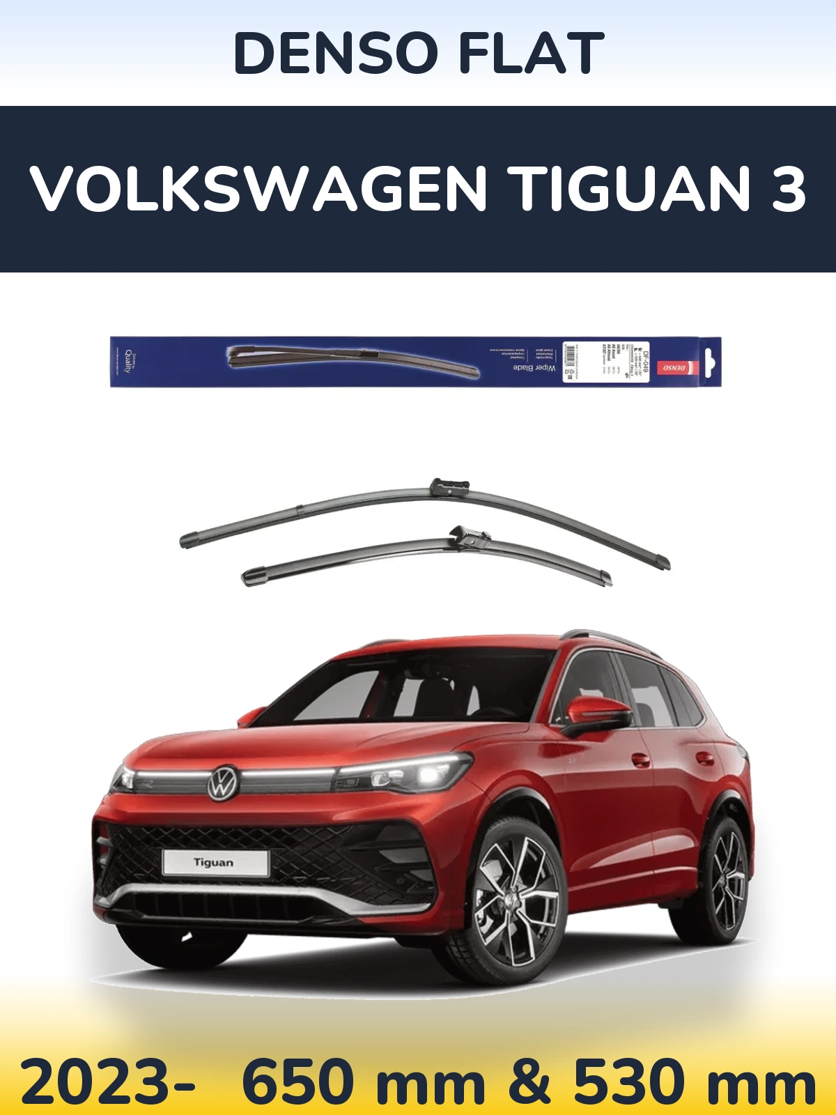 Комплект передних дворников Denso Flat 640 & 520 мм для Volkswagen Tiguan 3 2023-2026