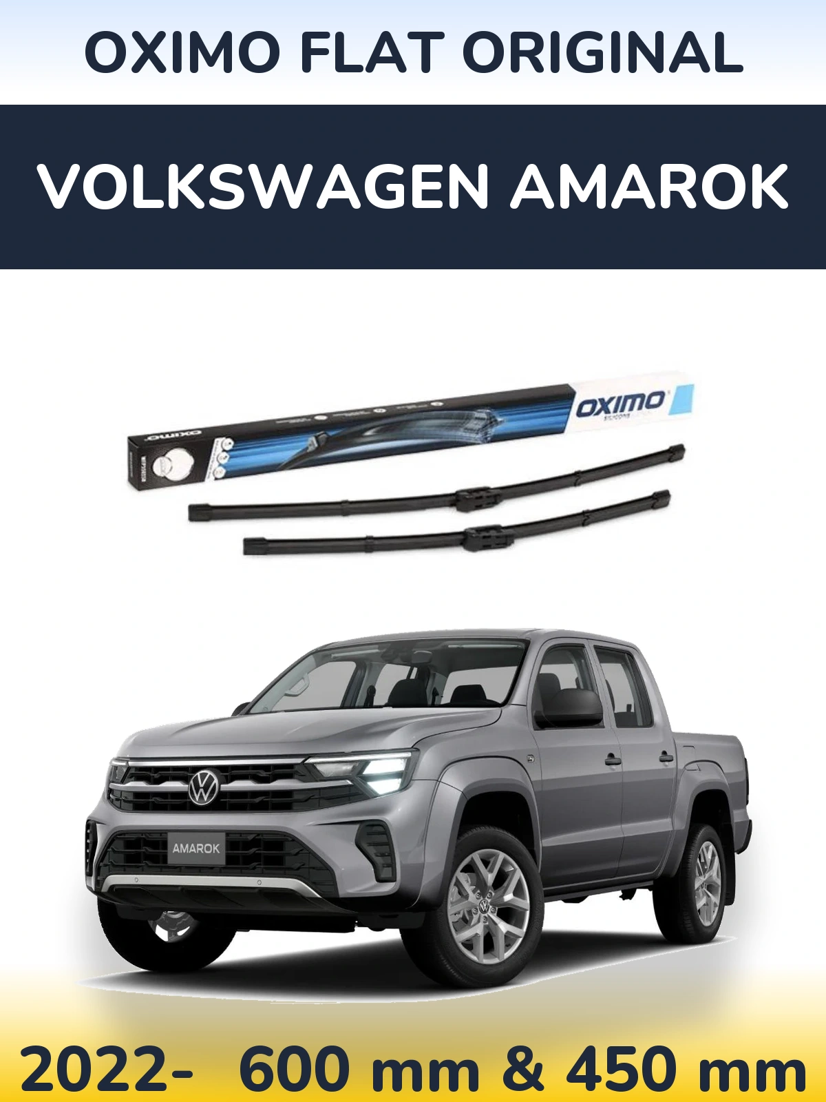 Комплект передніх щіток Oximo Flat Original 600 & 450 мм для Volkswagen Amarok 2022-2026