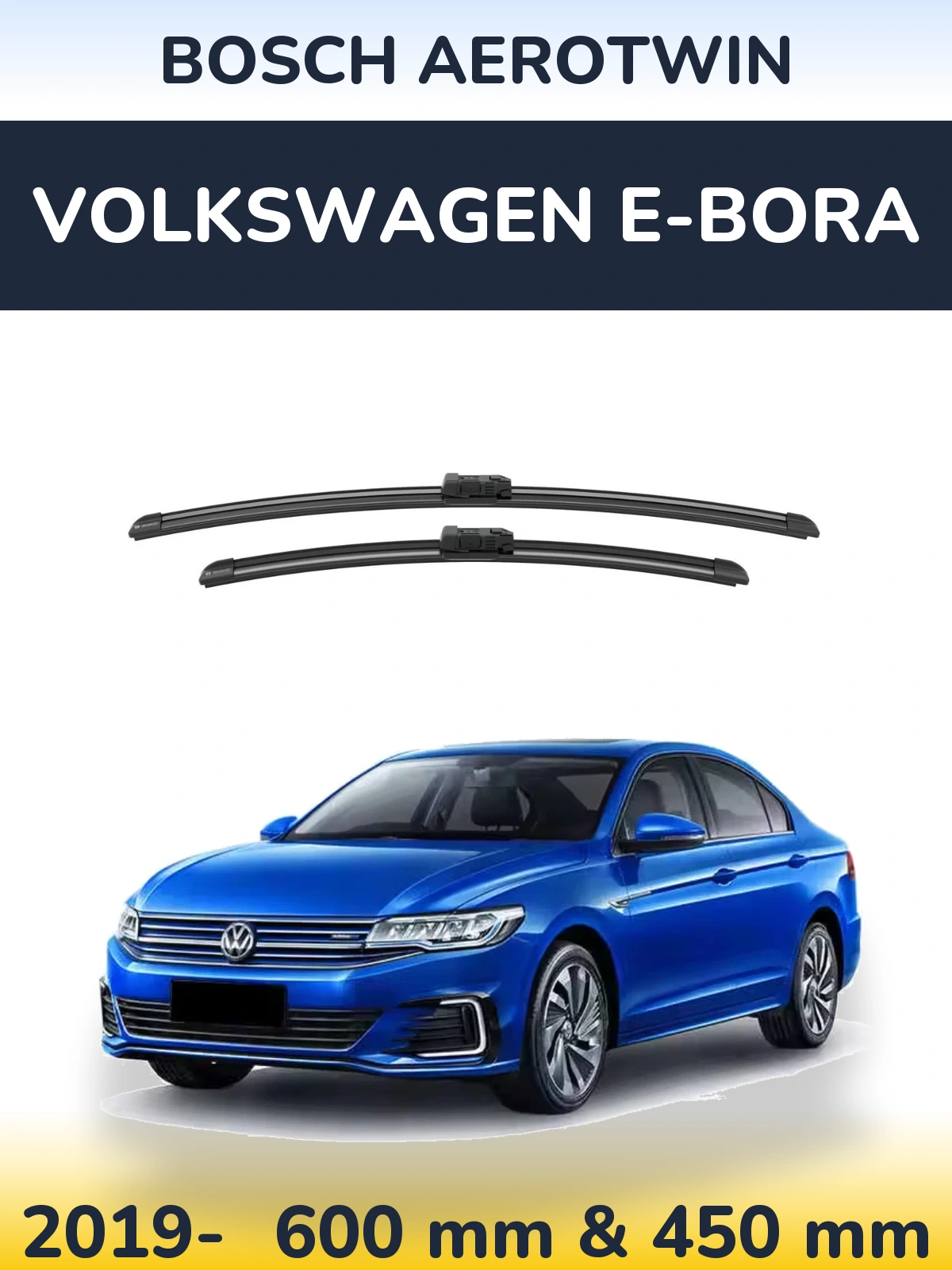 Front wiper blade set BOSCH AeroTwin 600 & 450 mm for Volkswagen e-Bora 2019-2026