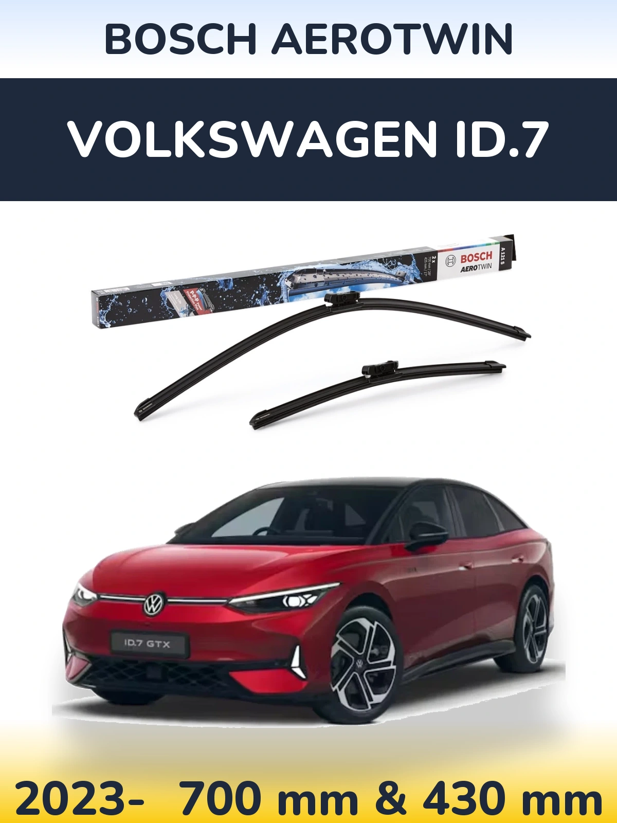 Комплект передних дворников BOSCH AeroTwin 700 & 425 мм для Volkswagen ID.7 2023-2026