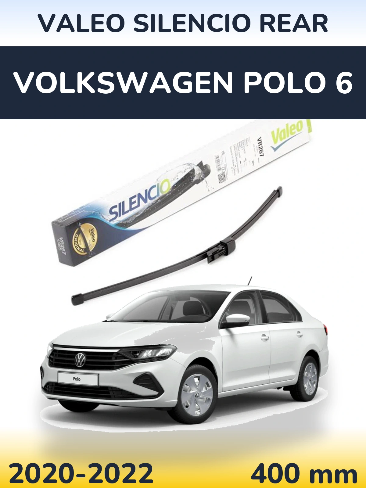 Rear wiper blade Valeo Silencio Rear 400 mm for Volkswagen Polo 6 2020-2022