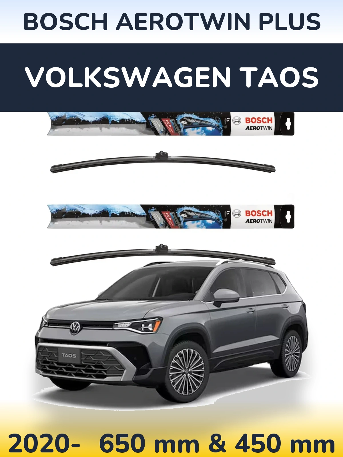 Komplet przednich wycieraczek BOSCH AeroTwin Plus 650 & 450 mm do Volkswagen Taos 2020-2026