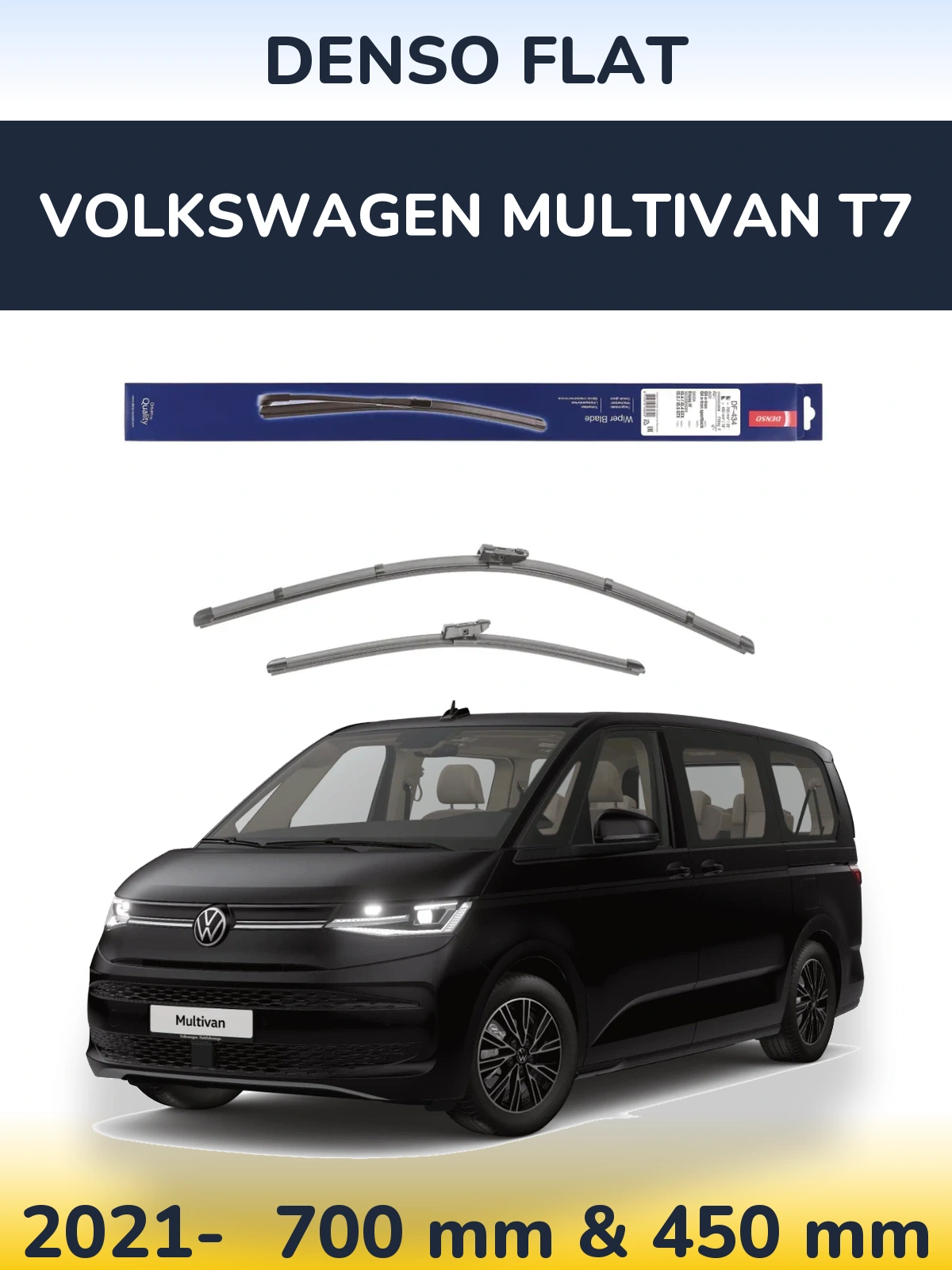 Komplet przednich wycieraczek Denso Flat 700 & 450 mm do Volkswagen Multivan T7 2021-2026