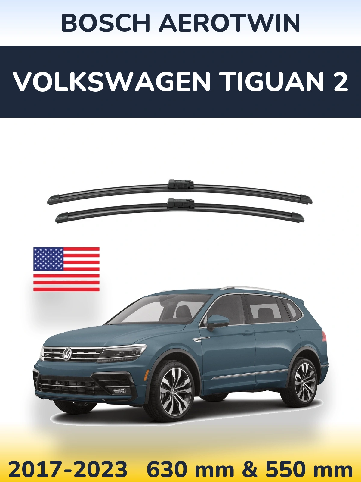 Komplet przednich wycieraczek BOSCH AeroTwin 625 & 550 mm do Volkswagen Tiguan 2 2017-2023