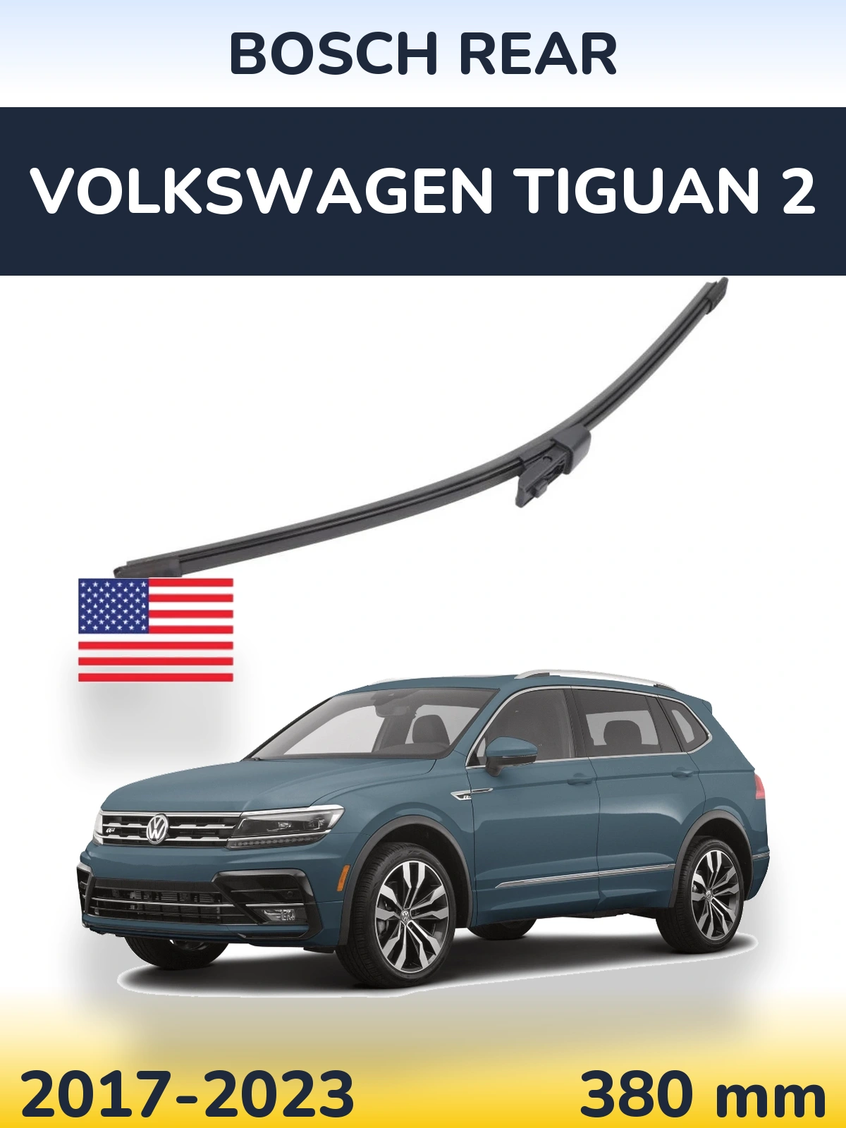 Rear wiper blade BOSCH Rear 380 mm for Volkswagen Tiguan 2 2017-2023