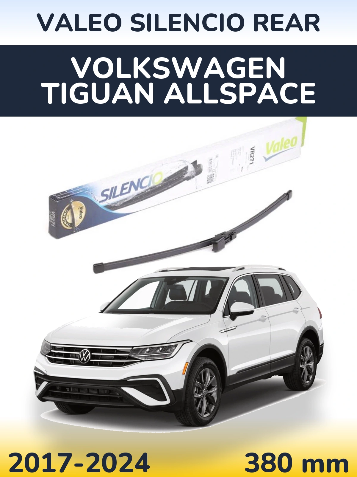 Rear wiper blade Valeo Silencio Rear 380 mm for Volkswagen Tiguan Allspace 2017-2024