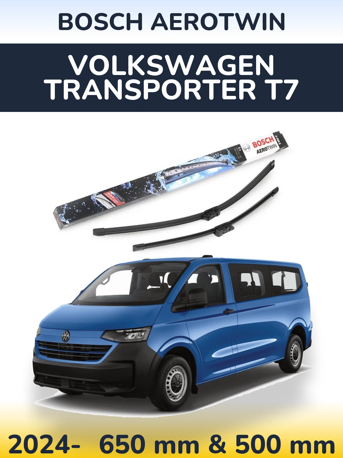 Komplet przednich wycieraczek BOSCH AeroTwin 650 & 500 mm do Volkswagen Transporter T7 2024-2026