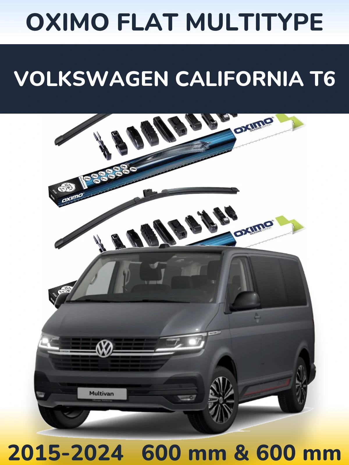 Komplet przednich wycieraczek Oximo Flat MultiType 600 & 600 mm do Volkswagen California T6 2015-2024