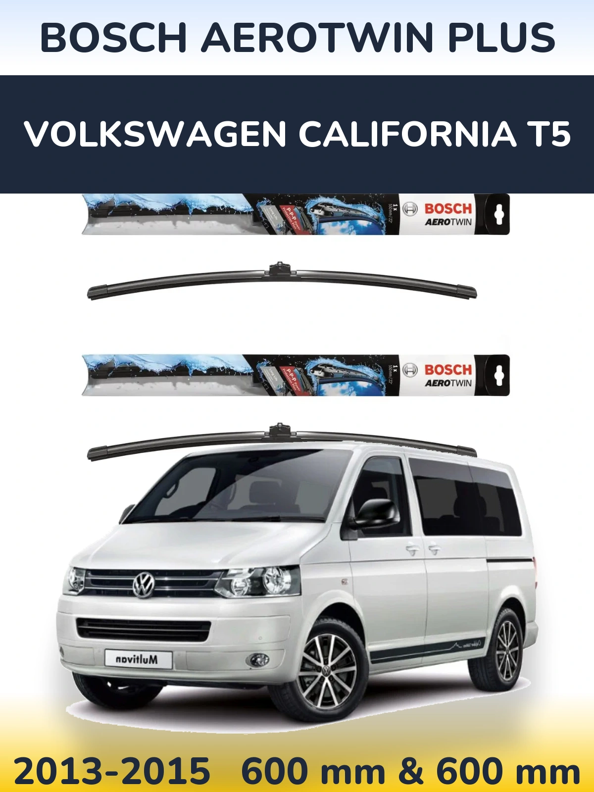 Комплект передніх щіток BOSCH AeroTwin Plus 600 & 600 мм для Volkswagen California T5 2013-2015