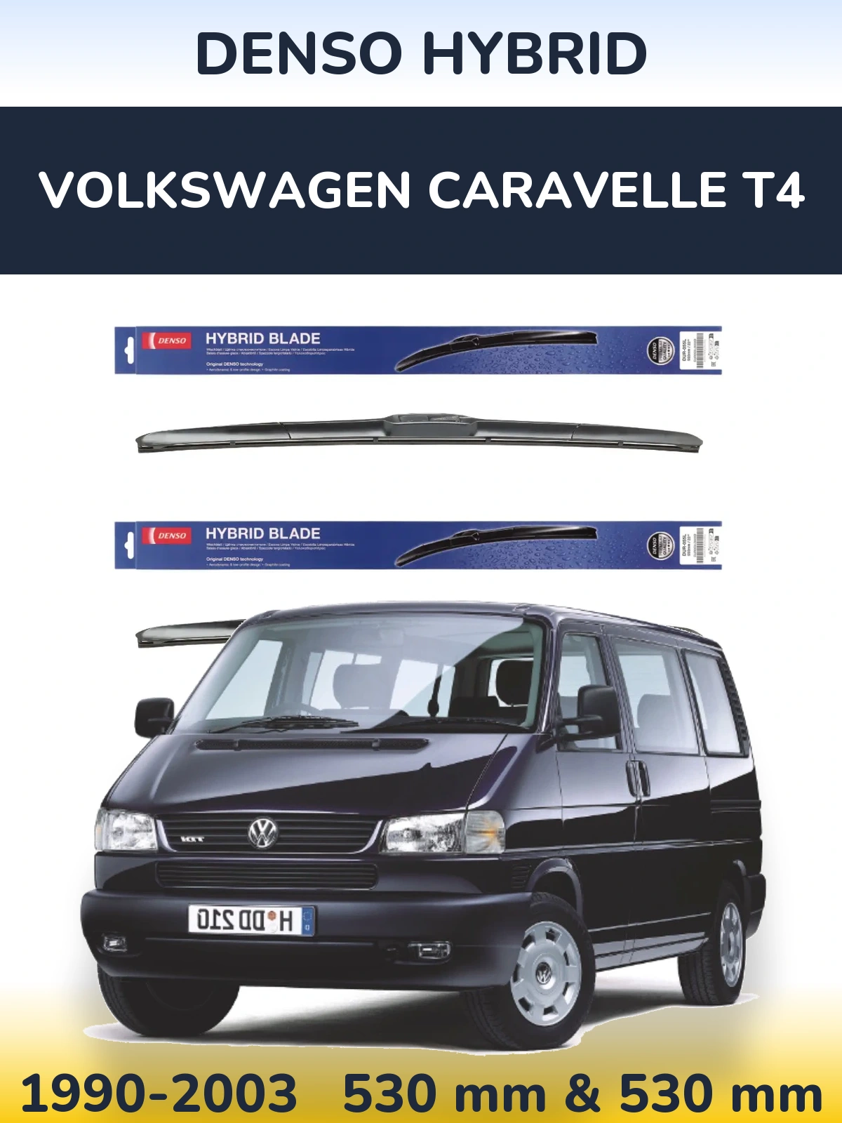 Komplet przednich wycieraczek Denso Hybrid 530 & 530 mm do Volkswagen Caravelle T4 1990-2003